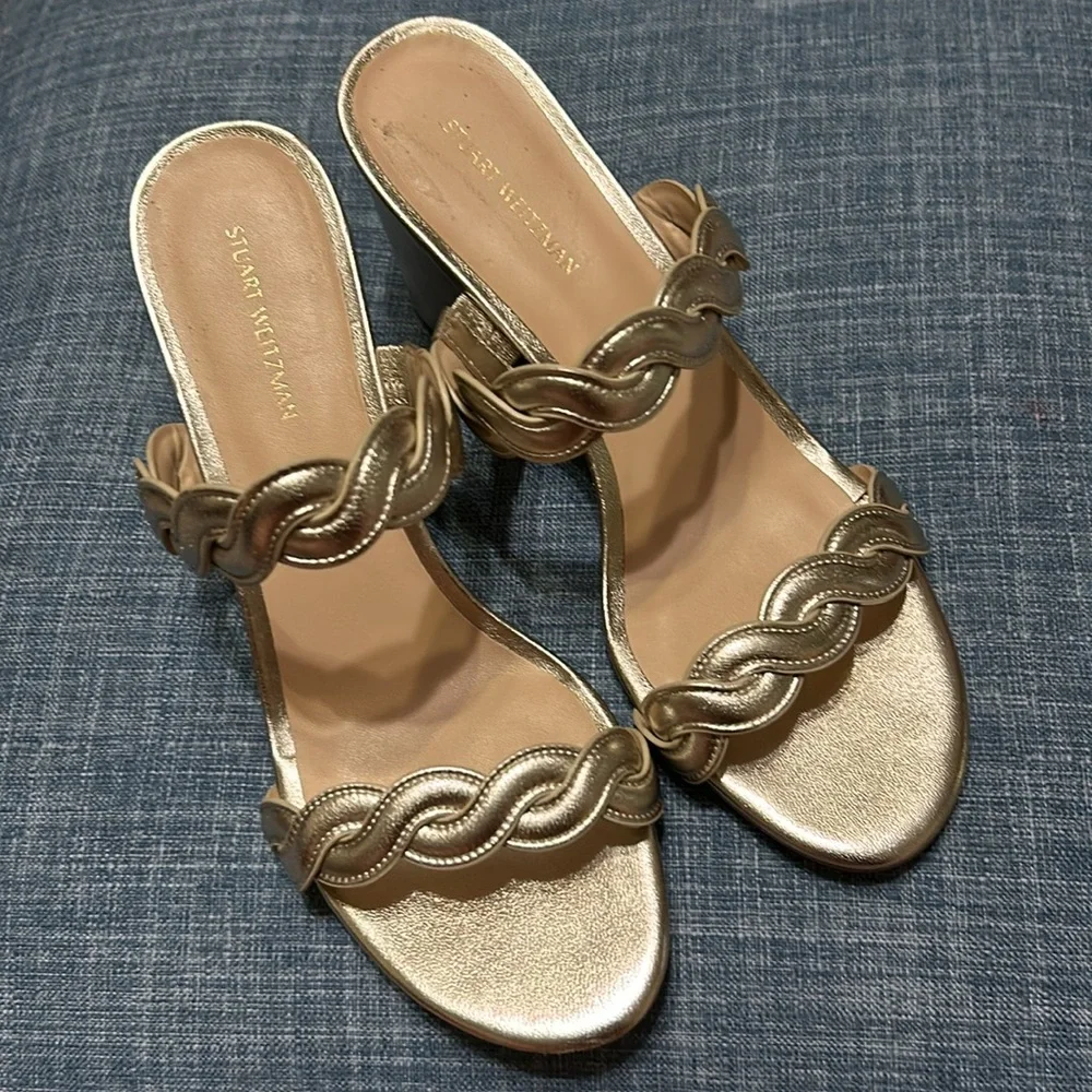Stuart Weitzman, Twistie 75 Block Heel Slide Sandal, US 7, NWOT